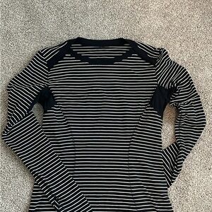 lululemon athletica Black and White Striped Long Sleeve Tee